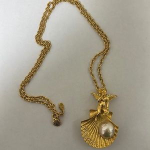 Kirks Folly Necklace, 14 1/2 inches, gold tone, Angel with diamond chips